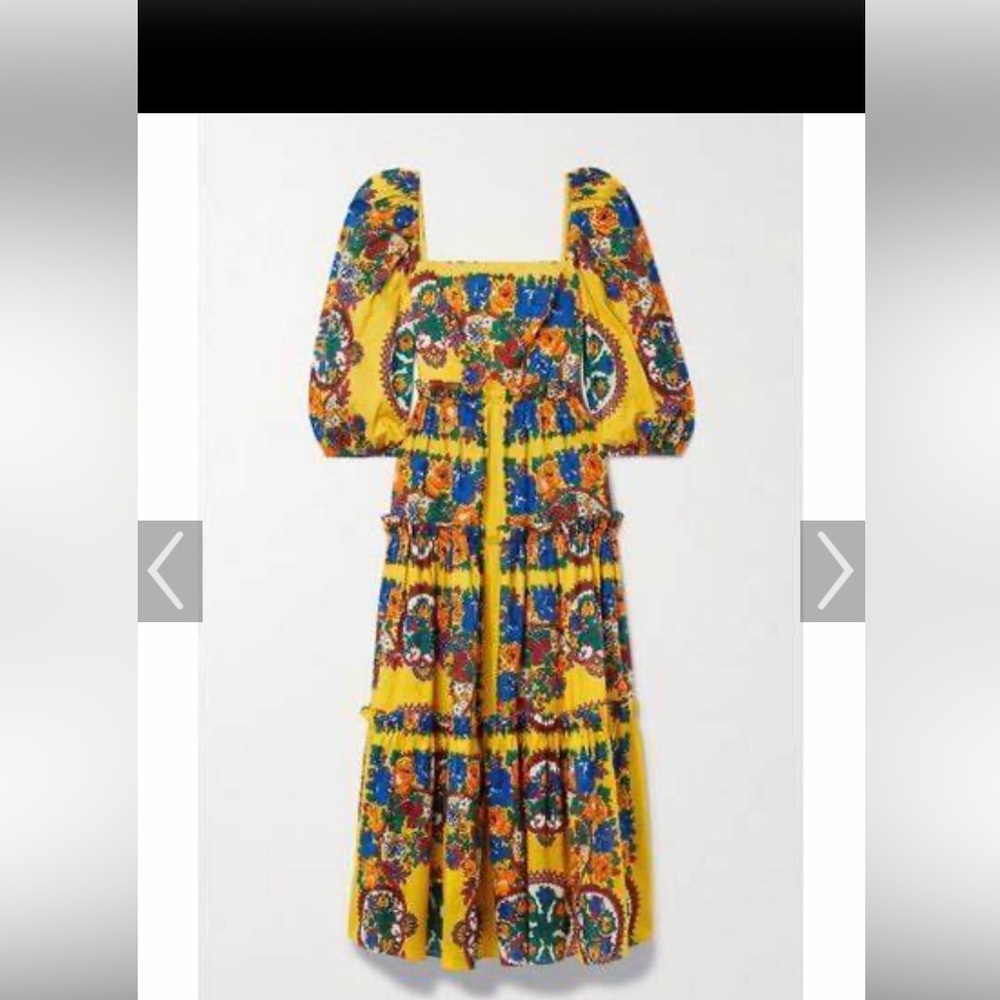Cara Cara Floral Yellow Midi Dress size small